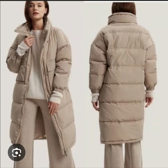 Taupe Long Puffer Coat